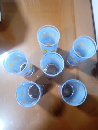 Juego 6 Vasos Florales Azules