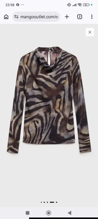 Blusa manga larga, estampado de cebra T. "M"