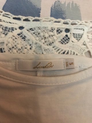 Maglietta bianca donna con pizzo e strass