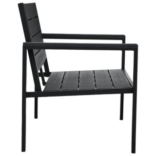 Banco de Jardín Exterior HDPE Negro  120x64x78cm