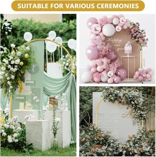 Arco boda soporte globos metálico dorado 1.8x0.8m