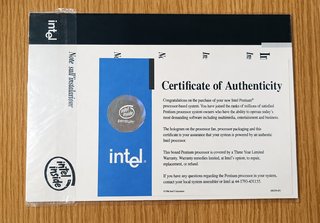 Certificado Autenticidad Intel Pentium