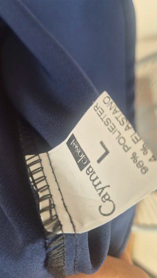 Vestido de fiesta azul y amarillo marca cayma