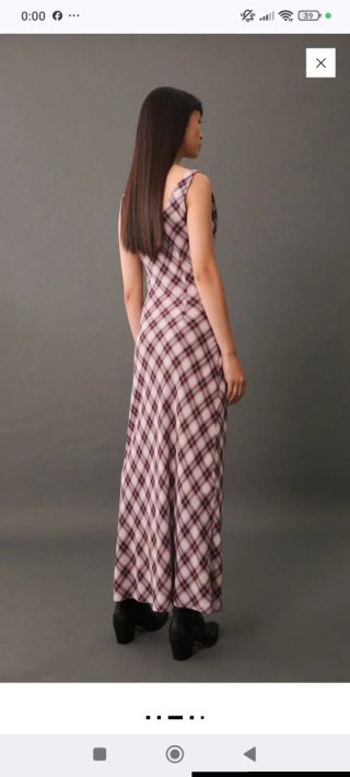 Vestido Largo drapeado de cuadros Mango T. "M"