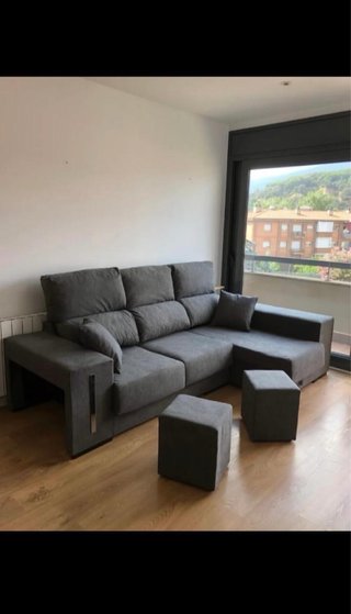 Sofá modular gris y marrón