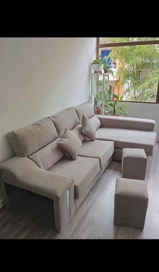 Sofá modular gris y marrón