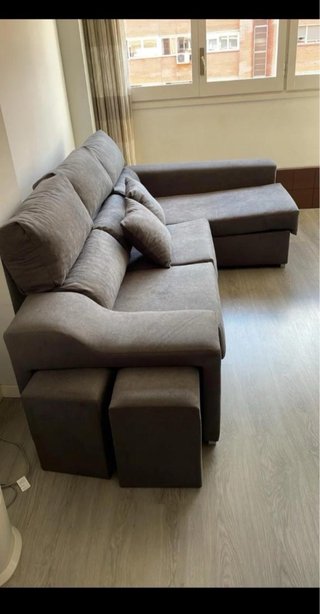 Sofá modular gris y marrón