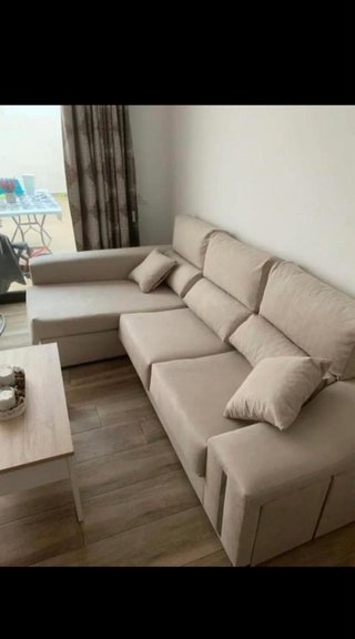 Sofá modular gris y marrón