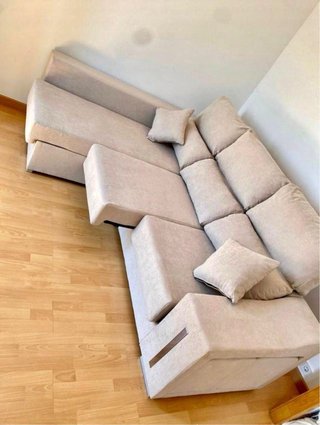Sofá modular gris y marrón