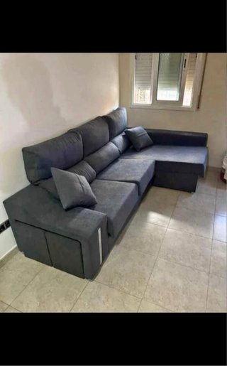 Sofá modular gris y marrón