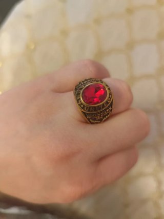 Anillo Chapado Oro 18k con Gema Roja