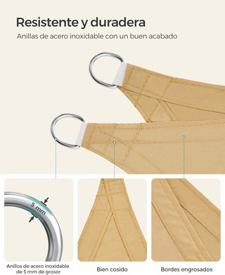 SONGMICS Vela sombra impermeable 3x4 m