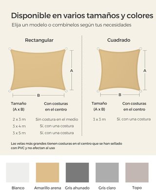 SONGMICS Vela sombra impermeable 3x4 m