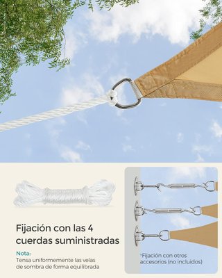 SONGMICS Vela sombra impermeable 3x4 m