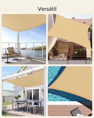 SONGMICS Vela sombra impermeable 3x4 m