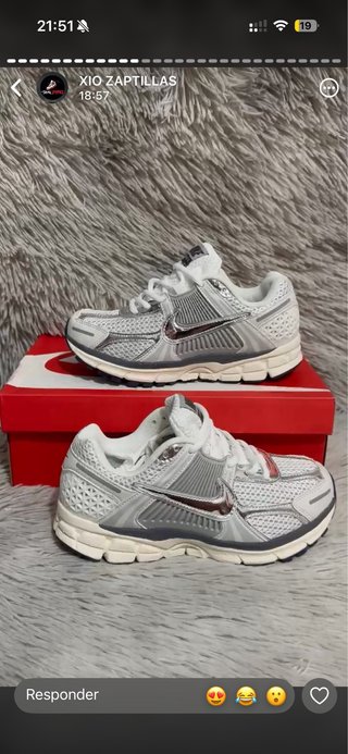 Zapatillas Nike plateadas y blancas