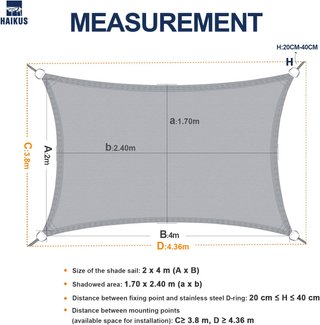 HAIKUS Toldo vela sombra impermeable 2x4m