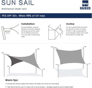 HAIKUS Toldo vela sombra impermeable 2x4m