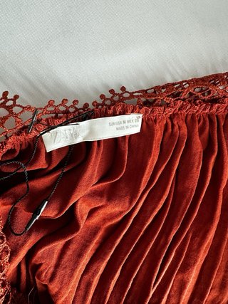 Vestido Zara Naranja Crochet Talla M