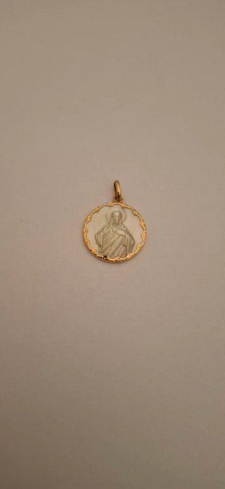 Colgante Oro 18k Nácar Sagrado Corazón