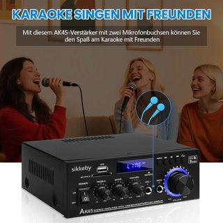 SIKKEBY HiFi Amplificador AK45 Bluetooth FM