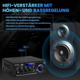 SIKKEBY HiFi Amplificador AK45 Bluetooth FM