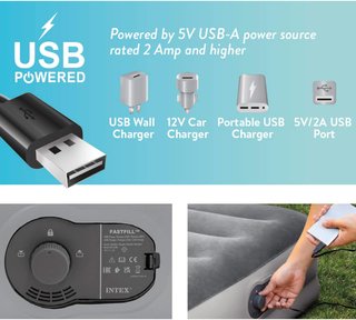 Intex colchón hinchable individual con bomba USB