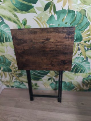 Mesa Plegable Madera y Metal Marrón/Negra