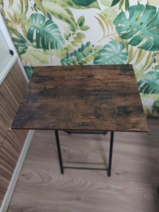 Mesa Plegable Madera y Metal Marrón/Negra