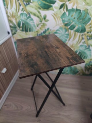 Mesa Plegable Madera y Metal Marrón/Negra