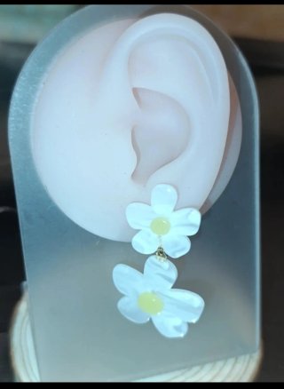 Pendientes Dobles Margaritas Rosa y Blanco