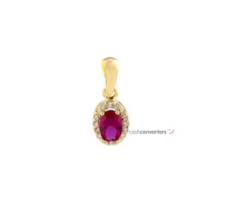 colgante oro 18k con piedra con rubi