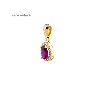 colgante oro 18k con piedra con rubi