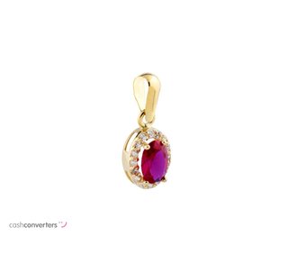 colgante oro 18k con piedra con rubi