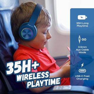 PowerLocus auriculares bluetooth niños luces LED
