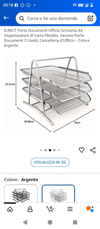 Portadocumenti scrivania D.RECT 3 livelli