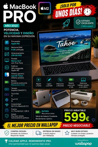 OFFERTA! MacBook Pro 13" M2 8GB RAM 256GB