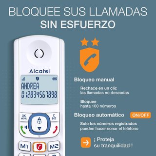 Alcatel teléfono inalámbrico manos libres bloqueo