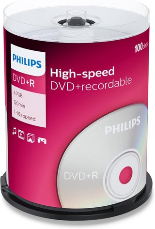 Philips DVD +R 4.7GB 120min 16X 100 discos