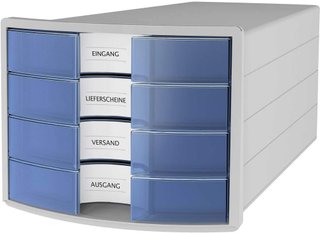 Caja de cajones azul translúcido A4
