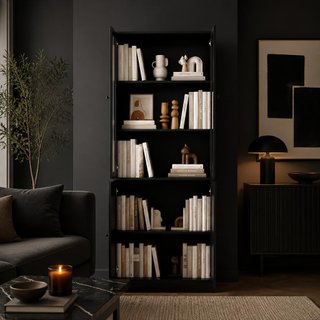 LIBRERÍA VITRINA CON PUERTAS DE CRISTAL Y ARMARIO