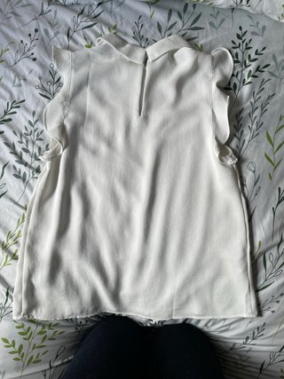 Blusa Mango Talla S Blanca Volantes