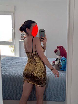 Vestido corto dorado lentejuelas