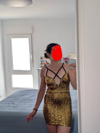 Vestido corto dorado lentejuelas