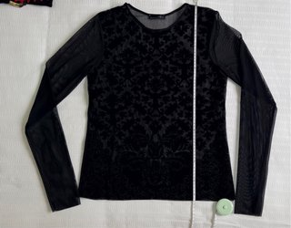 Camiseta Zara tul negro bordado L