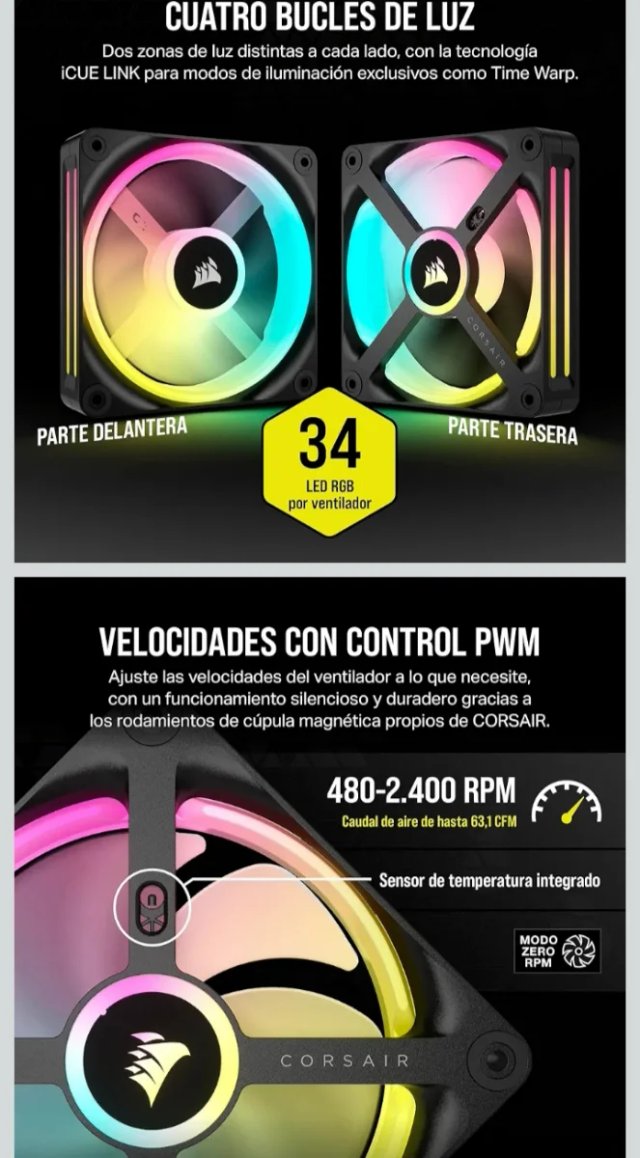 Corsair iCUE Link QX120 RGB Ventiladores (3uds)