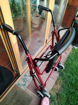 Andador con asiento y cesta