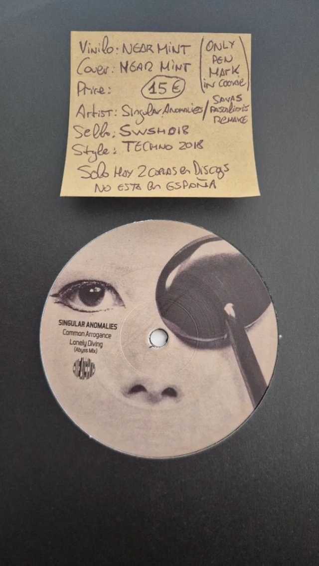 Singular Anomalies/ref:SWSH018/Vinilo Techno