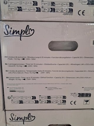 Microondas 20L 700W Grill 1000W Nuevo