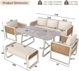 Conjunto Sofá Jardín Yrxin 6-7 Plazas